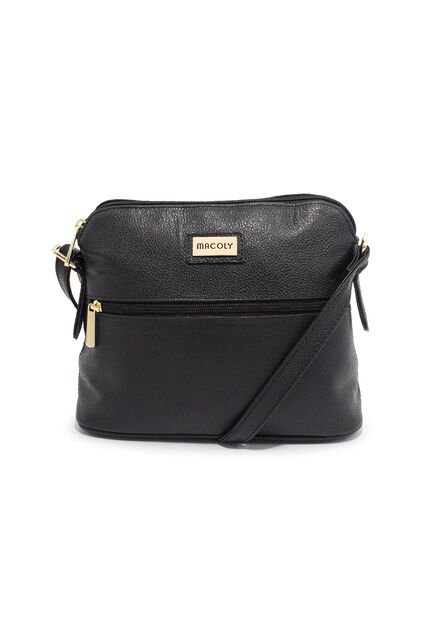 Bolso Manos Libres Macoly 789 Cuero Negro Oro