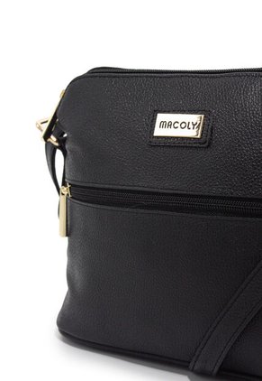 Bolso Manos Libres Macoly 789 Cuero Negro Oro