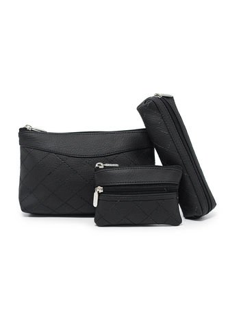 Cosmetiquera, Monedero Y Porta Esferos Berlin Acolchado Negro  Macoly