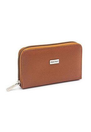Billetera Mediana Macoly A03 Cuero Miel Liso