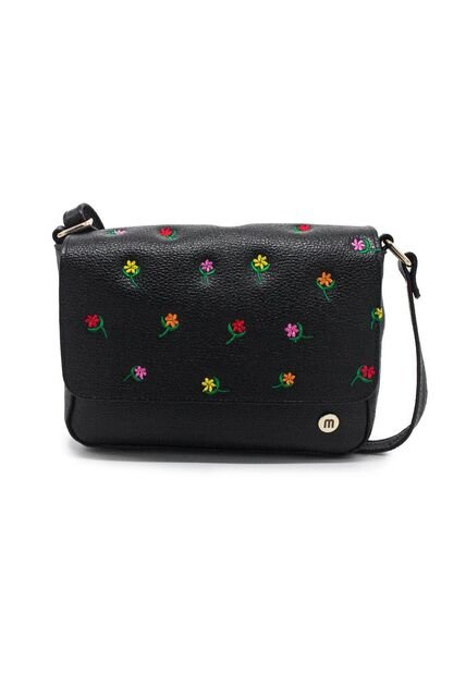 Bolso Manos Libres M403 Cuero Negro Bordado