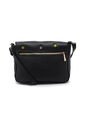 Bolso Manos Libres M403 Cuero Negro Bordado de Macoly