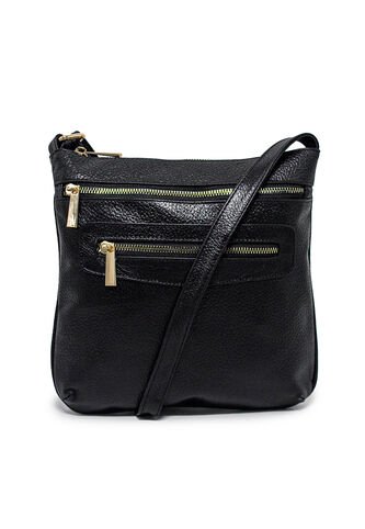 Bolso Manos Libres Macoly 751 Cuero Negro Oro Macoly