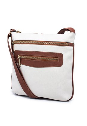 Bolso Manos Libres Macoly 751 Mix Blanco X Miel Oro