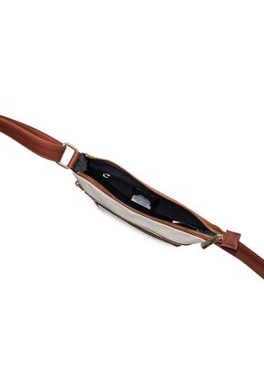 Bolso Manos Libres Macoly 751 Mix Blanco X Miel Oro