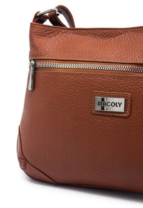 Bolso Manos Libres Macoly 790 Cuero Miel Liso Niquel