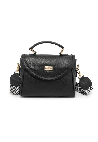 Bolso Manos Libres Macoly M876 Cuero Negro X Reata Macoly