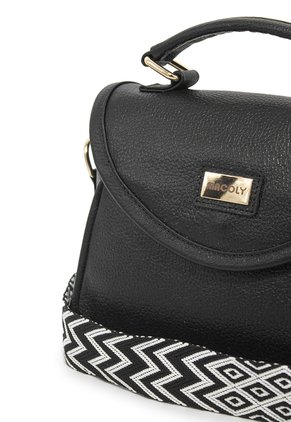 Bolso Manos Libres Macoly M876 Cuero Negro X Reata