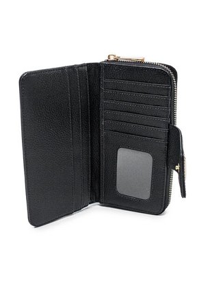 Billetera Grande A011 Cuero Negro Cremallera Dorada