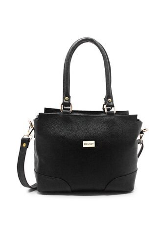 Bolso De Hombro Manos Libres Macoly 874 Cuero Negro Macoly