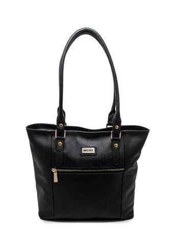 Bolso De Hombro Macoly 1024 Cuero Negro Liso Macoly