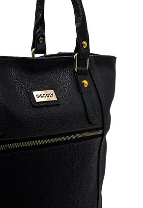 Bolso De Hombro Macoly 1024 Cuero Negro Liso