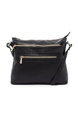 Bolso Manos Libres Macoly 817 Cuero Negro Oro Macoly