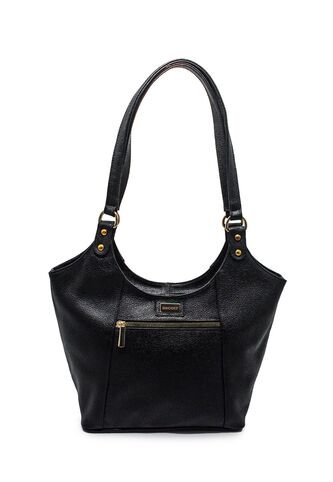 Bolso De Hombro Macoly M380 Cuero Negro Liso Macoly