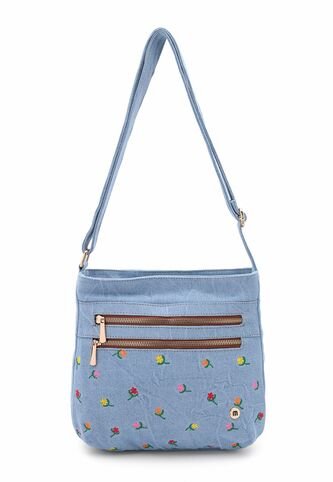 Bolso Manos Libres Macoly M820 Jean Bordado Macoly