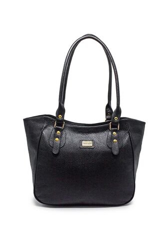 Bolso De Hombro Macoly 1025 Cuero Negro Liso Macoly