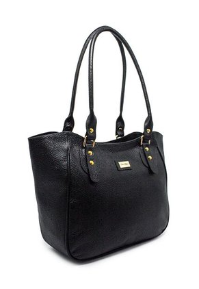 Bolso De Hombro Macoly 1025 Cuero Negro Liso