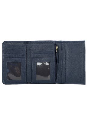 Billetera Mediana Macoly 047 Cuero Azul Liso