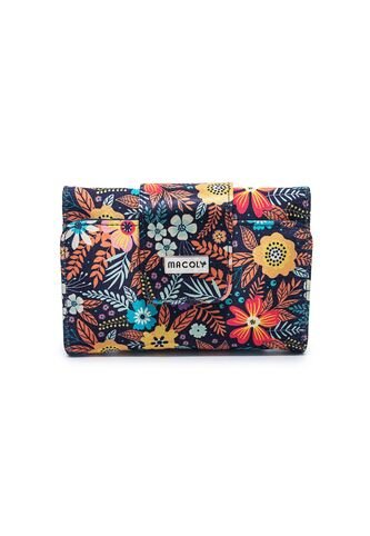 Billetera Mediana Macoly A016 Flora Azul Niquel Macoly