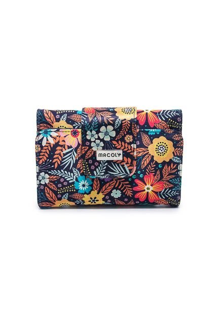 Billetera Mediana Macoly A016 Flora Azul Niquel
