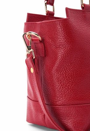 Bolso De Hombro Manos Libres Macoly 874 Cuero Rojo