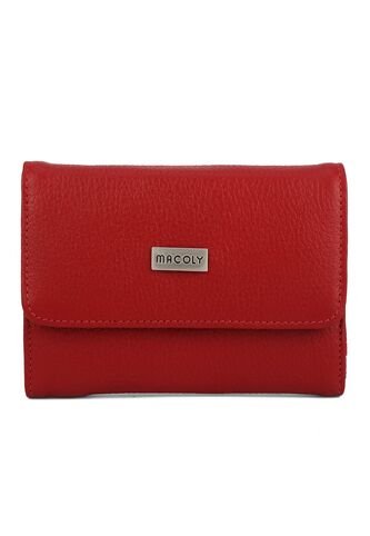 Billetera Mediana A015 Cuero Rojo Liso Macoly