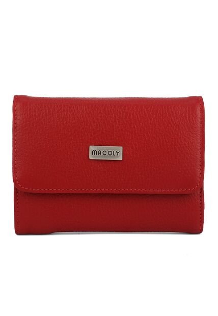 Billetera Mediana A015 Cuero Rojo Liso