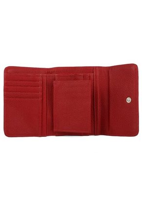 Billetera Mediana A015 Cuero Rojo Liso
