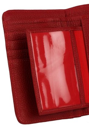 Billetera Mediana A015 Cuero Rojo Liso