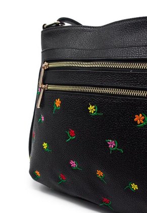 Bolso Manos Libres Macoly M820 Cuero Negro Bordado
