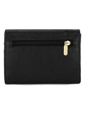 Billetera Mediana A015 Cuero Negro Liso