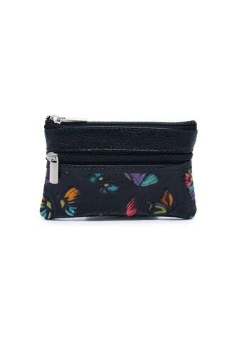 Monedero Macoly Cuero Doble Cremallera Tala Negro Macoly