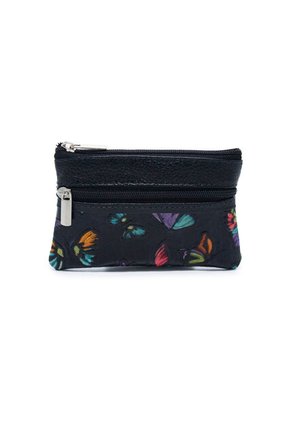 Monedero Macoly Cuero Doble Cremallera Tala Negro