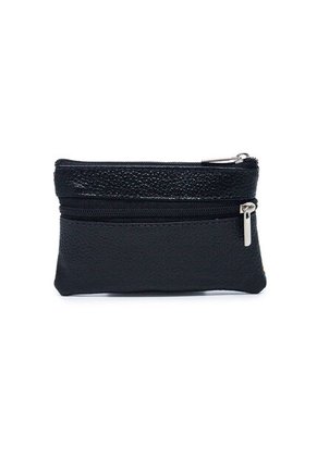 Monedero Macoly Cuero Doble Cremallera Tala Negro