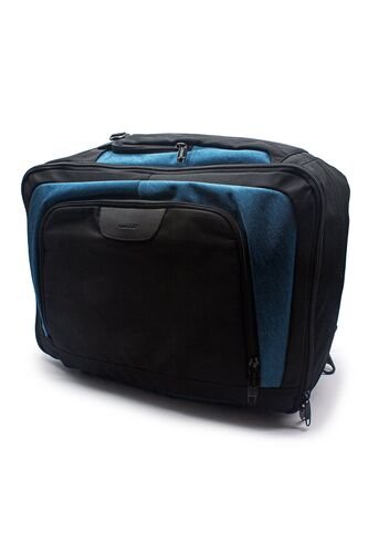 Maleta/Morral 308 Para Viaje Lona Negro X Azul Petroleo Macoly