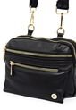 Bolso Manos Libres Macoly M430 Cuero Negro Liso Oro de Macoly