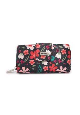 Billetera Grande A011 Floralia Negro Macoly