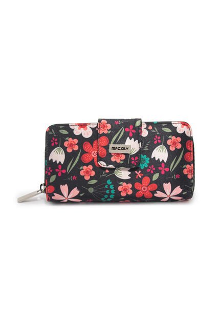 Billetera Grande A011 Floralia Negro