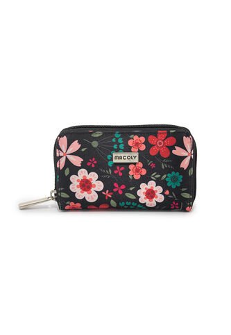 Billetera Mediana Macoly A041 Floralia Negro Macoly