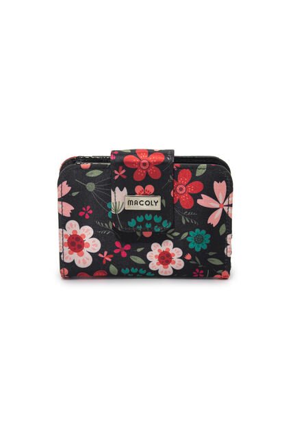 Billetera Mini Macoly A018 Floralia Negro