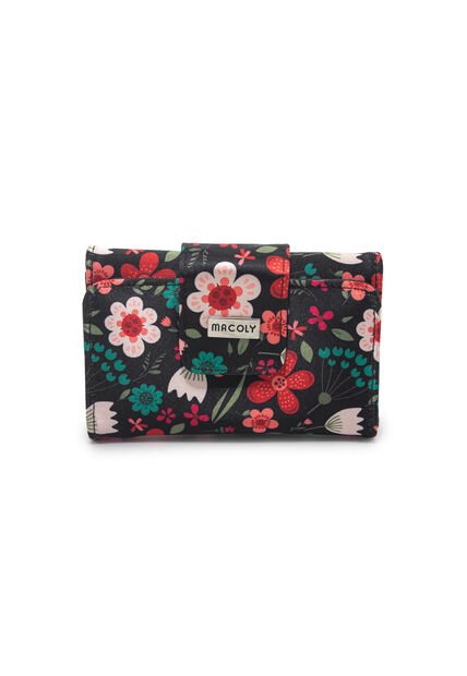 Billetera Mediana Macoly A016 Floralia Negro