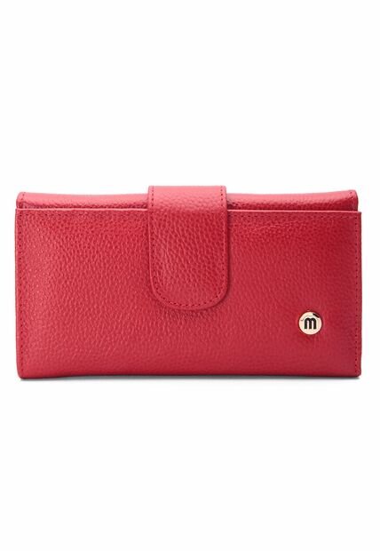 Billetera Grande Macoly 630 Cuero Rojo Liso Boton