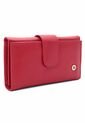 Billetera Grande Macoly 630 Cuero Rojo Liso Boton de Macoly