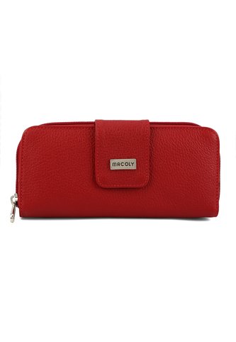 Billetera Grande A011 Cuero Rojo Liso Macoly