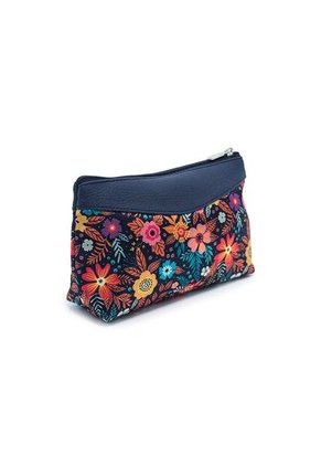 Cosmetiquera, Monedero Y Porta Esferos Flora Azul N