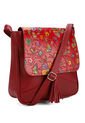 Bolso Manos Libres C325 Cuero Tala Rojo Flores de Macoly