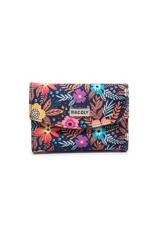 Billetera Mini Macoly A035 Flora Azul  Macoly