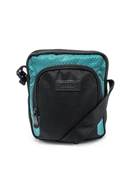 Bolso Manos Libres Macoly 278 Lona Negro X Verde Turquesa