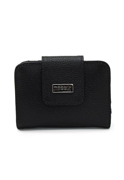 Billetera Mini Macoly A018 Cuero Negro Liso