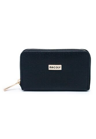 Billetera Mediana Macoly A041 Cuero Negro Oro Macoly